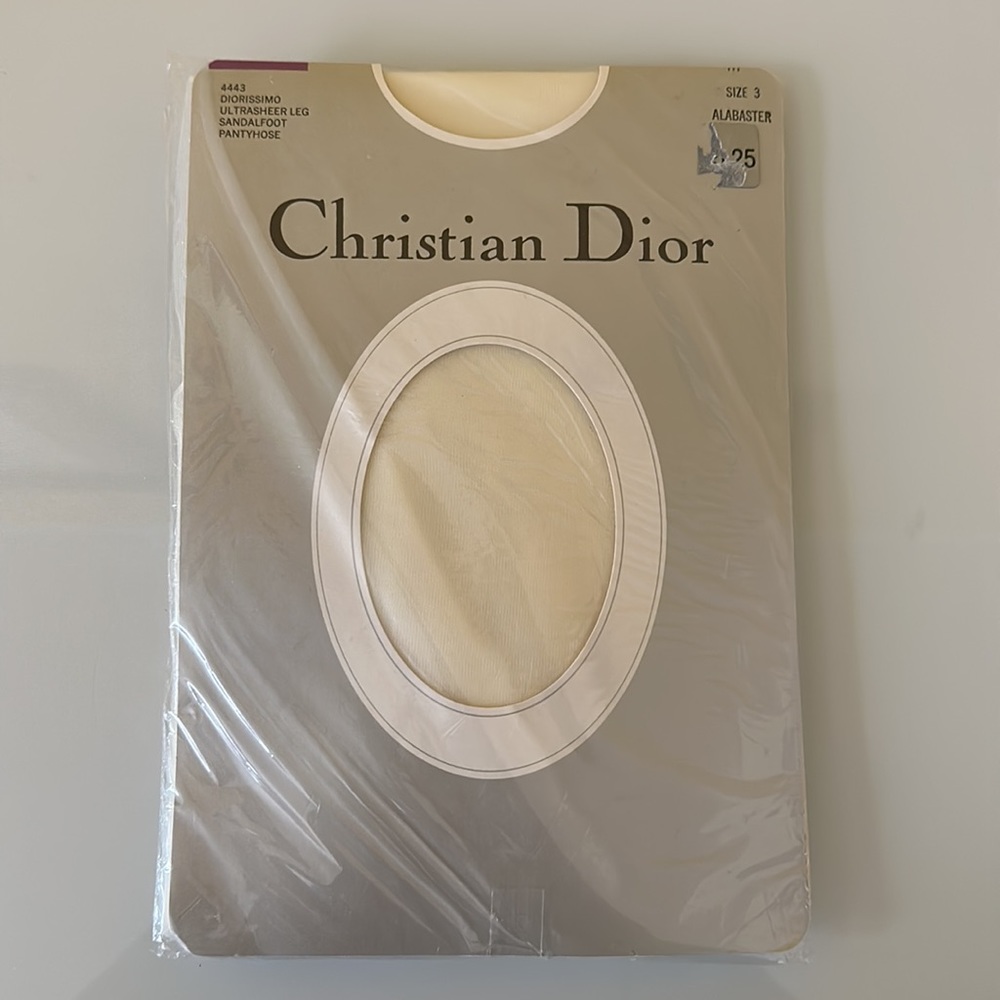 Dior Diorissimo Ultra Sheer Leg Sandal Foot Pantyhose in Alabaster White Size 3